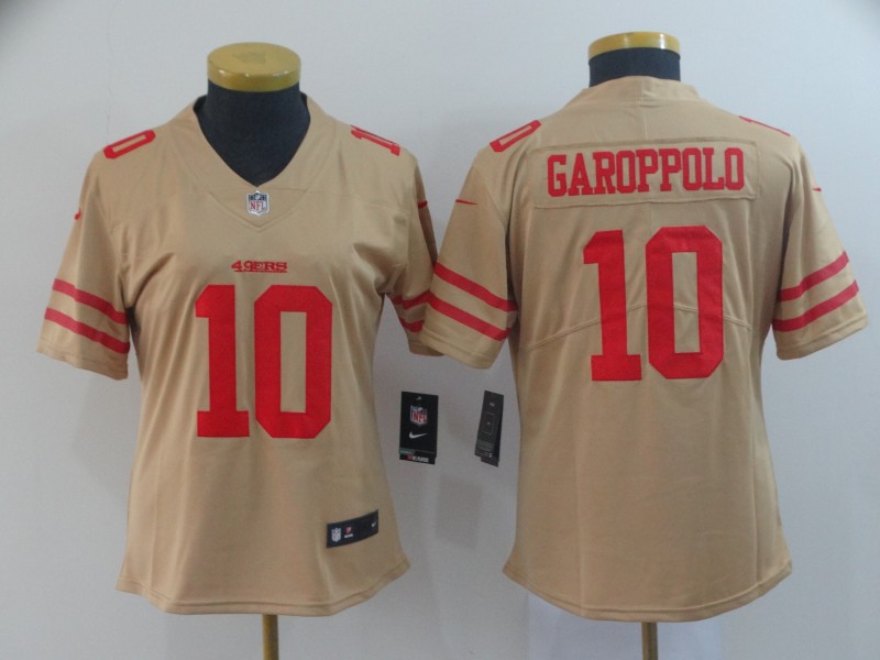 Women San Francisco 49ers #10 Garoppolo 2019 Vapor Untouchable Nike Yellow Inverted Legend NFL Jerseys->new york yankees->MLB Jersey